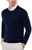 COOFANDY Men's Crew Neck Sweater Classic Fit Lightweight Long Sleeve Knitted Pullover for Casual Or Dressy Wear Dark Blue