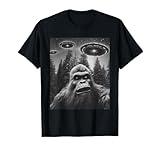 Funny Graphic Tee For Men Women Bigfoot Sasquatch Alien UFO T-Shirt