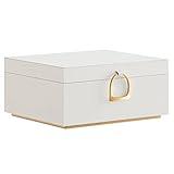 SONGMICS 2-Layer Jewelry Box, Jewelry Organizer with Handle, Removable Jewelry Tray, Jewelry Storage, Floating Effect, 8.1 x 9.4 x 4.3 Inches, Gift Idea, White UJBC165W01