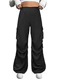 ANRABESS Women Wide Leg Baggy Cargo Sweatpants Y2K Trendy High Waist Sweat Pants Trousers with Pockets Black Medium