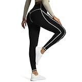 Aoxjox Workout Leggings for Women High Waisted Exercise Athletic Gym Fitness Yoga Lined Leggings 26'' (Black/Mink, Small)