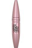 Maybelline Lash Sensational Washable Mascara, Lengthening and Volumizing for a Full Fan Effect, Blackest Black, 1 Count