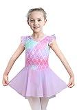 iLover Kids Girls Classic Ruffle Sleeve Tutu kirted Leotard Dress for Dance, Gymnastics and Ballet 5-6 Years