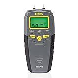 General Tools MMD4E Digital Moisture Meter, Water Leak Detector, Moisture Tester, Pin Type, Backlit LCD Display With Audible and Visual High-Medium-Low Moisture Content Alerts, Grays