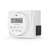 BN-LINK 7 Day Heavy Duty Digital Programmable Timer, FD60 U6, 115V, 60Hz, Dual Outlet, Indoor, for Lamp Light Fan Security UL Listed