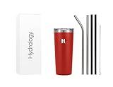 H2 HYDROLOGY Classic Tumbler | Tumbler With Lid and Four Straws | Double Wall Vacuum Insulated & Stainless Steel Water Tumbler | Anti-Slip Tumbler for Coffee, Water, Tea (24 oz, Red)