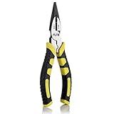 Labor-Saving Spring Loaded Needle Nose Pliers with Side Cutters 6 inch,Combination Needle Nose Pliers Used for Wire Cutting,Crimping,Clamping,Pinching,Jewelry Making,Chrome Vanadium Steel Forged