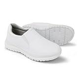 Hawkwell Women's Slip On Lightweight Water Resistant Nurse Shoes Slip Resistant Healthcare Work Shoes,White Synthetic,8 M US