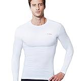 EXIO Japan Men's Compression Shirt Cool&Dry Baselayer/Underlayer Long Sleeve Top EX-R01 (Large, EXR01-WH)