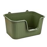 Open Top Pet Litter Tray Cat Litter Box Pet Supplies for Indoor Cats Easy Clean Bedpan Cats Litter Pan High Sides, Green Large