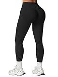 SENBAN Gym Leggings for Fitness Women: High Waisted Seamless Workout Leggings - Scrunch Butt Lifting Tummy Control Yoga Pants Black L