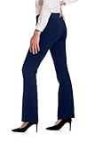 Yogipace,5 Pockets,Petite Women's Bootcut Yoga Dress Pants Workout Pants Commute Work,27",Navy Blue,Size L