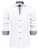 J.VER Men's Casual Long Sleeve Stretch Dress Shirt Wrinkle-Free Regular Fit Button Down Shirts White Large