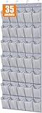 MISSLO Sturdy Oxford Shoe Organizer for Closet Door Hanging Organizer 35 Large Pockets Hanging Shoe Rack for Closet Mesh Back of Door Shoe Storage Door Hanger, Grey