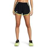 Under Armour Womens Fly by Shorts, (003) Black/High-Vis Yellow/Reflective, Large