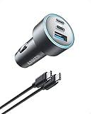 Anker USB-C Car Charger, iPhone 16 Car Charger, 67W 3-Port Compact Fast Charger, 535 Car Adapter with PIQ 3.0 for iPhone 16/15, Galaxy S23, MacBook, iPad Air, and More (USB-C to C Cable Included)