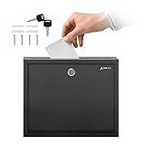 Adir Metal Suggestion Box with Lock and Slot, Wall Mount Deposit Box for Payments and Checks, Office Mail Box for Employees, Mailbox for House, Safe Drop Box with Keys - 3x10x12 Inch Black