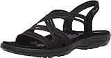 Skechers Women's Reggae Slim-Simply Stretch Sport Sandal, Black, 8