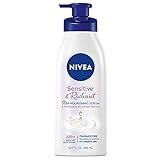 NIVEA Sensitive and Radiant Body Lotion for Sensitive Skin, Unscented Body Lotion With Hypoallergenic Formula, 16.9 Fl Oz Pump Bottle