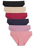 Caterlove Women's Seamless Underwear No Show Stretch Bikini Panties Silky Invisible Hipster 6 Pack (A, Medium)