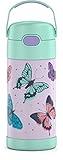 THERMOS FUNTAINER Water Bottle with Straw - 12 Ounce, Butterfly Frenzy - Kids Stainless Steel Vacuum Insulated Water Bottle with Lid