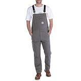 Carhartt mens Rugged Flex Relaxed Fit Canvas Bib Overalls, Gravel, 34W x 32L US