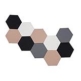 Afumazi 10Pcs Hexagon Felt Board Tiles Wall Cork Board (Large), Adhesive Felt Bulletin Pin Memo Board for Photos Pictures Office (ColorA Large)