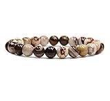 Natural African Zebra Jasper Gemstone 8mm Round Beads Stretch Bracelet 7 Inch