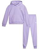 Reebok Girls' Sweatsuit Set - 2 Piece Active Hoodie Sweatshirt and Jogger Pants - Activewear Set for Girls (4-12), Size 10, Light Purple