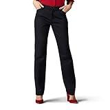 Lee womens Relaxed Fit Wrinkle Free Straight Leg Pants, Black, 8 Short US