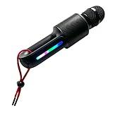 Singing Machine Portable, Handheld Bluetooth Karaoke Microphone and Speaker with Synchronized Lights and 22 Professionally Tuned Vocal Effects for Adults and Kids, Black