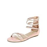 DREAM PAIRS womens sandals flat sandals summer,Size 8.5,CHAMPAGNE,WEITZ