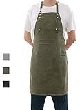 Tobyan No-Tie Canvas Apron Heavy-Duty 16OZ Work Apron with Front Pocket Extra Long Straps Adjustable M–XXL