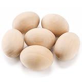 YunKo 6Pcs Wooden Fake Eggs Easter Unfinished Eggs to Paint for Crafts Home Decor