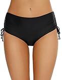 Bonneuitbebe Women's Bikini Bottoms Full Coverage Swim Bottoms Mid Waisted Bathing Suit Bottoms Swimsuit Bottoms Black