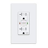 ELECTECK GFCI Outlets 20 Amp, Outdoor Weather Proof (WR), Self-Test GFI Receptacles with LED Indicator, Ground Fault Circuit Interrupter, Screwless Wallplate Included, UL Listed, White