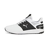 PUMA Golf Men's Ignite Elevate Golf Shoe, Puma White-Puma Black-Metallic Silver, 10