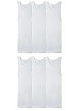 Fruit of the Loom Men's Sleeveless Tank A-Shirt, Tag Free & Moisture Wicking, Ribbed Stretch Fabric, 6 Pack-White, XX-Large