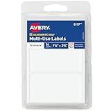 Avery Multi-Use Permanent Labels, 1.5" x 2.75", White, Non-Printable, 76 Blank Labels Total (6117)