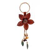 Giftale Handmade Leather Flower Keychain: Boho-inspired Women's Accessory for Bags, Wallets, and Keys - Unique Tassel Pendant Charm