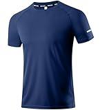 Workout Shirts for men - Activewear Tops Gym Shirts Dry Fit Mesh Moisture Wicking Running Fitness Short Sleeve Sports Athletic T-Shirt Tops Navy L