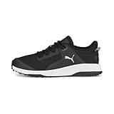 PUMA Golf Men's Fusion Grip Golf Shoe, Puma Black-Puma Silver-Quiet Shade, 11