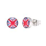 Stainless Steel British Flag Section Button Stud Earrings