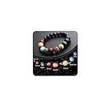 Generic Lightning Deals of Today Prime Natural Lava Rock Bracelet for Men Women Solar System Eight Planet Themed Handmade Beaded Bracelet for Yoga Meditation, Black