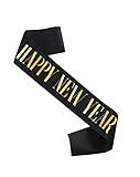 BBTDIN Happy New Year Sash Belt Happy 2023 Year Satin Sash Happy New Year Sash for 2023 Year BNY01 (New Year-Black Sash)