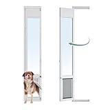 Large Dog Door for Sliding Glass Door, Openable Pet Door for Floor to Ceiling Windows，All-Metal Framed & Panel & Lock, Adjustable 75 7/8" to 81" Slider Height - Large