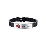 KunBead Addison's Disease Medical Alert Bracelets for Women Adjustable Stainless Steel Silicone Emergency Awareness Medical ID Bracelet