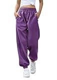 Gvraslvet Maternity Sweatpants for Women Casual Loose Joggers Pockets High Waist Sporty Gym Athletic Fit Pants Lounge Trousers Purple XS