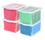 IRIS USA File Box Plastic File Organizer for Letter/Legal File, Document Box, Storage Bin Tote Organizer with Durable and Secure Latching Lid, Stackable, Nestable, BPA-Free, Clear 35 Qt. 4 Pack