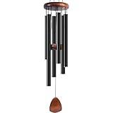 Bursvik Large Aluminium Wind Chimes 37" Inches to Create a Zen Atmosphere Suitable for Outdoor, Garden, Patio Decoration. Classic Black Wind Chimes with Wind Catcher Suitable as A Gift for Unisex